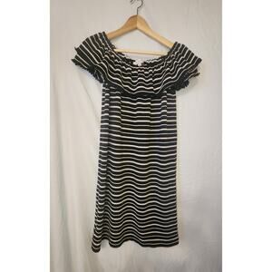 LOFT Black and White Striped Knee Length Dress NEW WITH TAGS Size XS